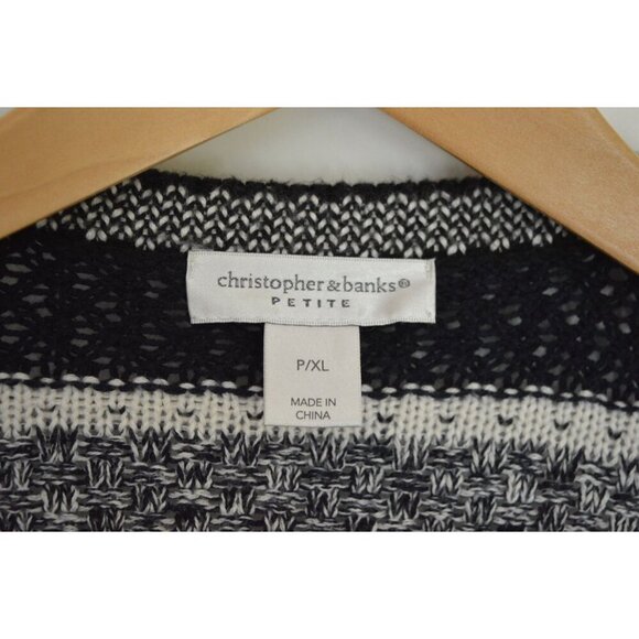 Christopher & Banks Petite Navy White Geometric Cardigan Sweater Women's XL Peti - Picture 2 of 6